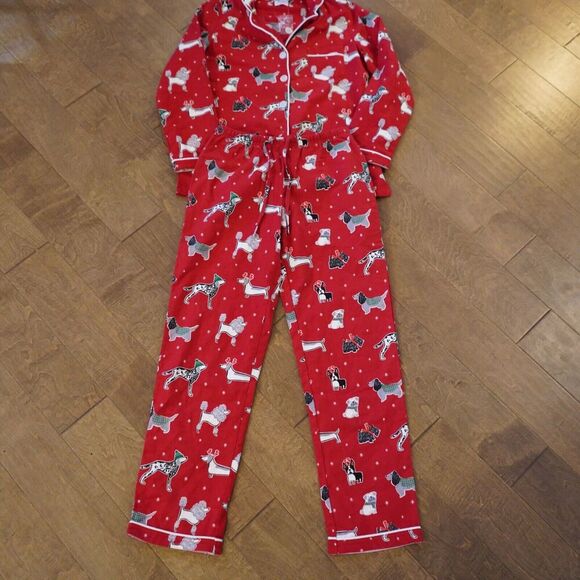 The Company Store Christmas Flannel PJ Set Womans XS‎ Red Dog Top & Pant Cozy - Picture 1 of 5